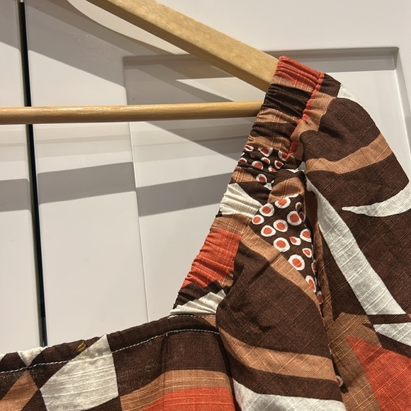 Mlle Gabrielle Tiered Tribal 100% Cotton Dress Smocked Back Flowy Tunic Dress - Picture 7 of 13